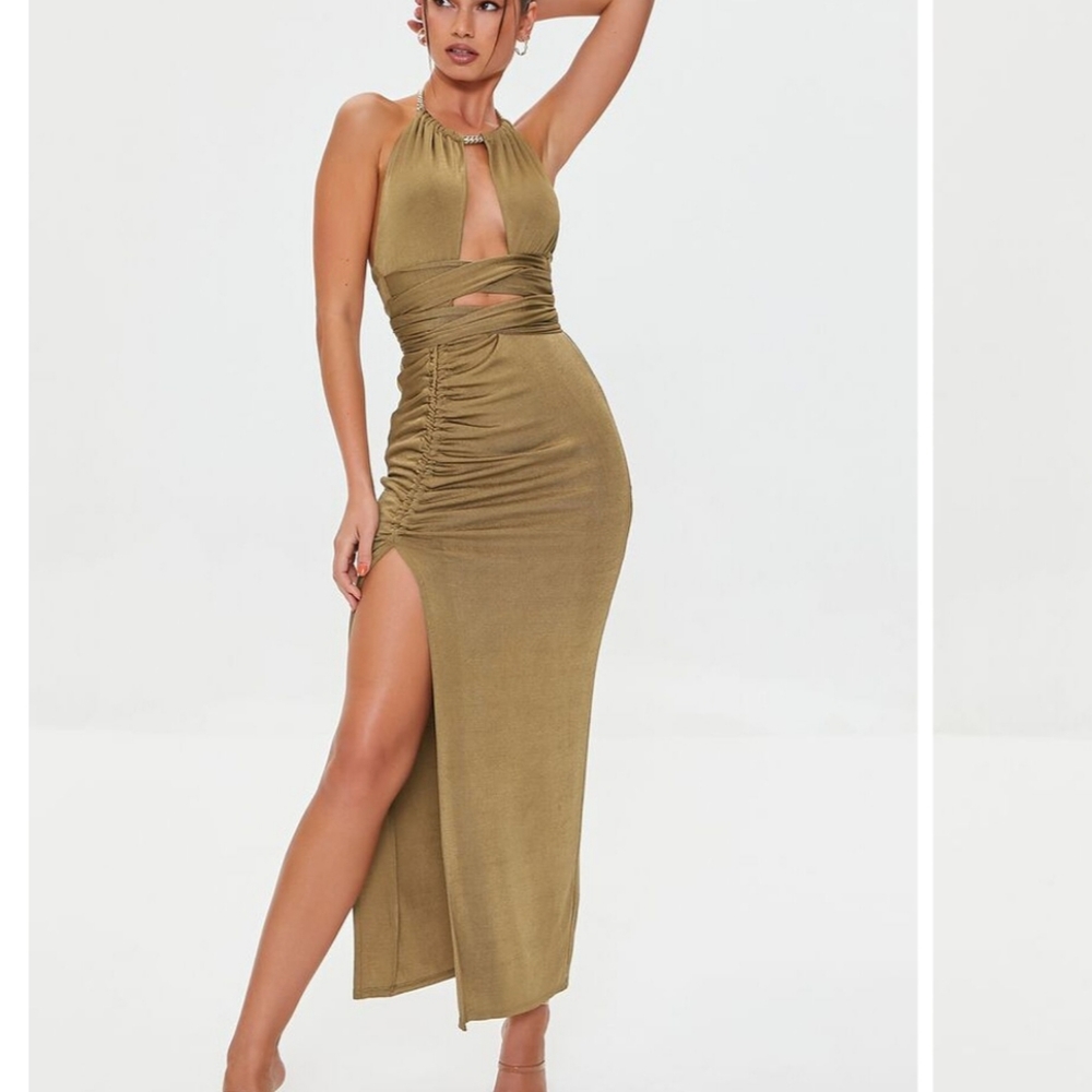 Forever 21 halter slit maxi dress